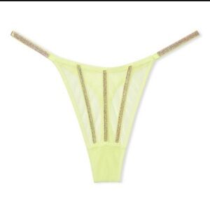 Victoria’s Secret Very Sexy Shine Stripe Yellow Thong Panty Sz XS